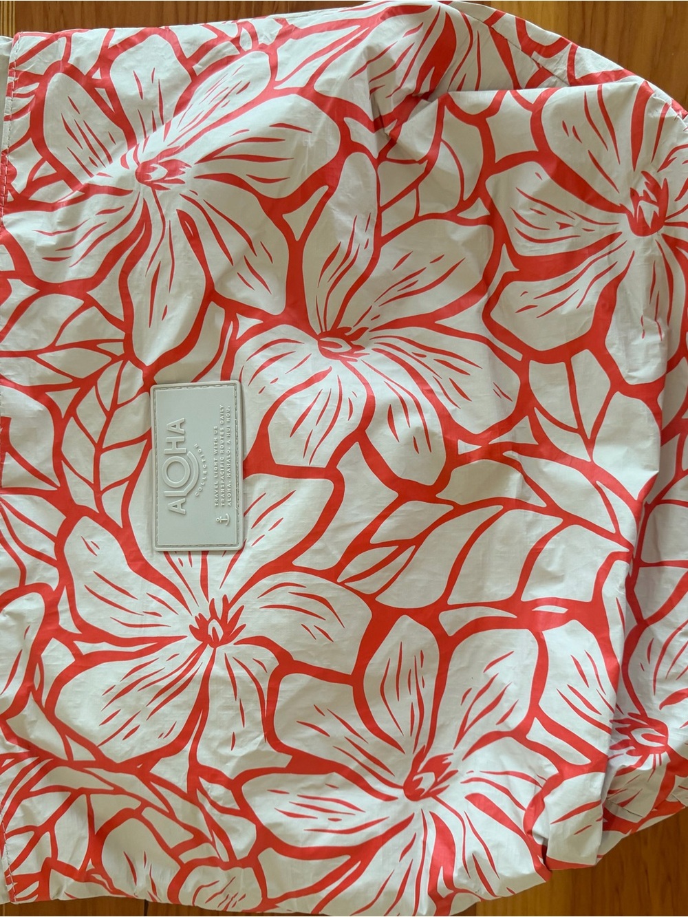 ALOHA Collection White and Coral Floral Tote